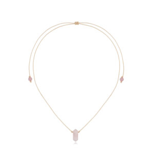 Naszyjnik regulowany ze sznurka z kwarcem różowym