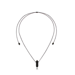 Naszyjnik regulowany ze sznurka z obsydianem