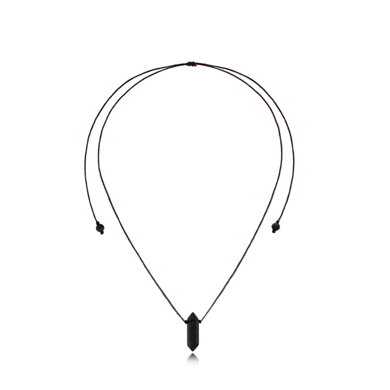 Naszyjnik regulowany ze sznurka z obsydianem Naszyjnik regulowany ze sznurka z obsydianem