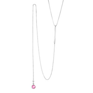 Naszyjnik srebny krawatka z blaszką i cyrkonią