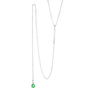 Naszyjnik srebny krawatka z blaszką i cyrkonią