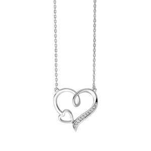 Naszyjnik srebrny dwa serca z cyrkoniami