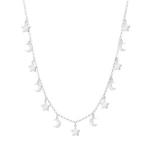 Naszyjnik srebrny gwiazdy i półksiężyce