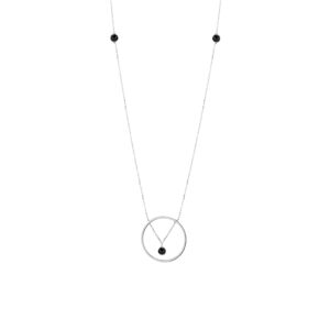 Naszyjnik srebrny koło z czarnymi cyrkoniami