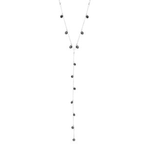Naszyjnik srebrny krawatka z czarnymi koralikami