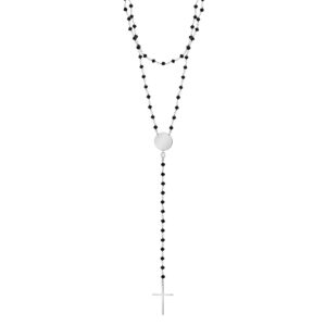 Naszyjnik srebrny krawatka z krzyżem i koralikami