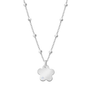 Naszyjnik srebrny kwiat z cyrkonią i kulkami