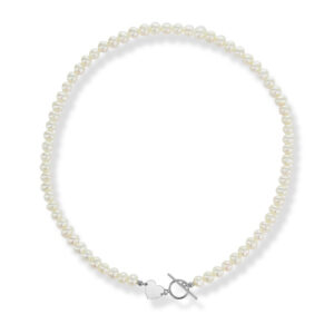 Naszyjnik srebrny perły i serce