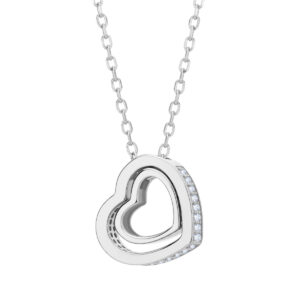 Naszyjnik srebrny podwójne serca z cyrkoniami