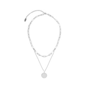 Naszyjnik srebrny podwójny z okrągłą blaszką