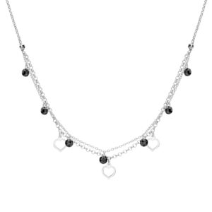 Naszyjnik srebrny podwójny z serduszkami