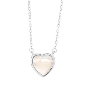 Naszyjnik srebrny serce z masą perłową
