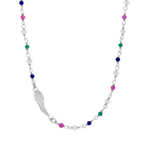 Naszyjnik srebrny skrzydło i kolorowe cyrkonie