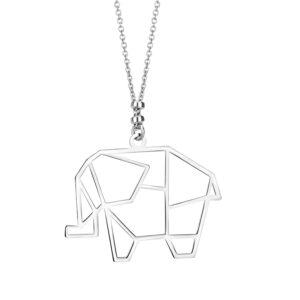 Naszyjnik srebrny słoń origami