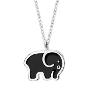 Naszyjnik srebrny słoń z emalią