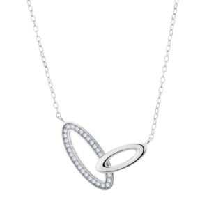 Naszyjnik srebrny wycięte owale z cyrkoniami