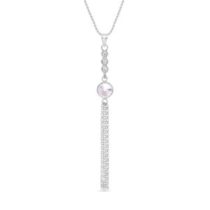Naszyjnik srebrny z białymi kryształami