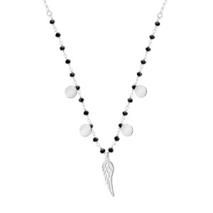 Naszyjnik srebrny z blaszkami i skrzydłem