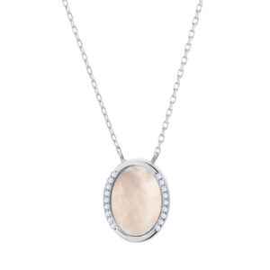 Naszyjnik srebrny z cyrkoniami i  masą perłową