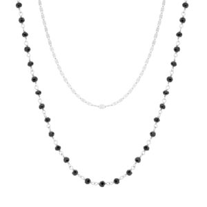 Naszyjnik srebrny z czarnymi cyrkoniami