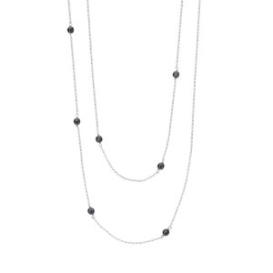 Naszyjnik srebrny z czarnymi koralikami