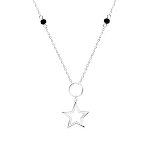 Naszyjnik srebrny z gwiazdką i czarnymi cyrkoniami