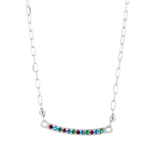 Naszyjnik srebrny z kolorowymi cyrkoniami
