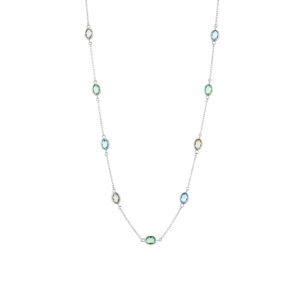 Naszyjnik  srebrny z kolorowymi cyrkoniami