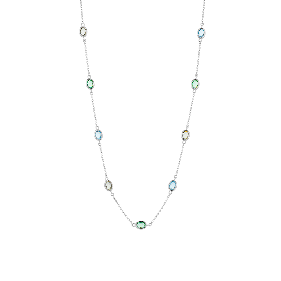 Naszyjnik srebrny z kolorowymi cyrkoniami Naszyjnik srebrny z kolorowymi cyrkoniami
