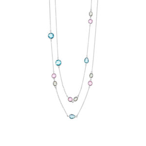 Naszyjnik  srebrny z kolorowymi cyrkoniami