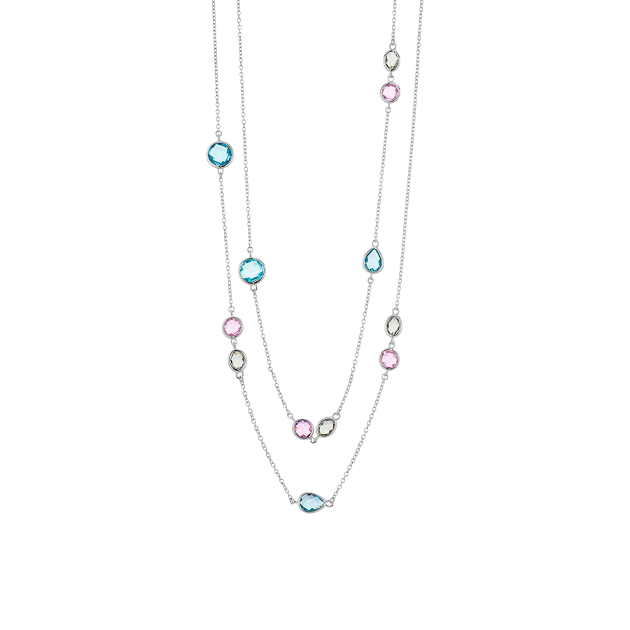 Naszyjnik srebrny z kolorowymi cyrkoniami Naszyjnik srebrny z kolorowymi cyrkoniami