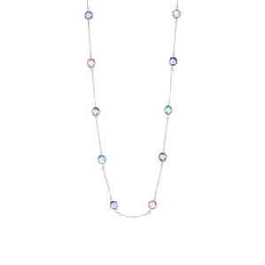 Naszyjnik  srebrny z kolorowymi cyrkoniami