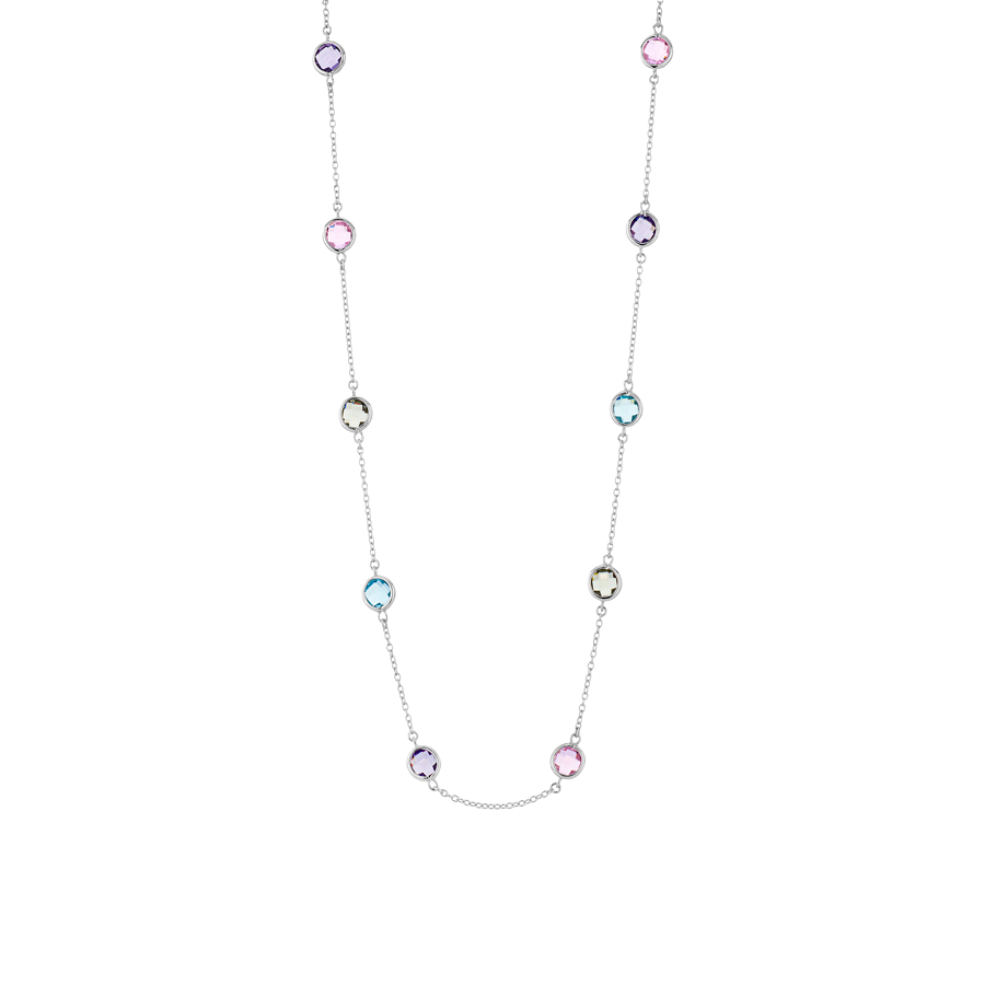 Naszyjnik srebrny z kolorowymi cyrkoniami Naszyjnik srebrny z kolorowymi cyrkoniami
