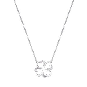 Naszyjnik srebrny z koniczyną i cyrkoniami