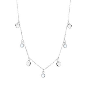 Naszyjnik srebrny z sercami i cyrkoniami