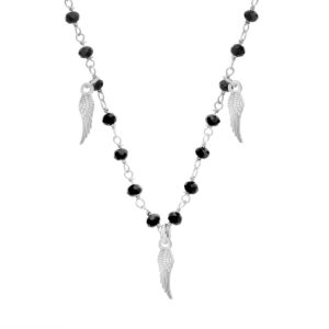 Naszyjnik srebrny ze skrzydłami i koralikami