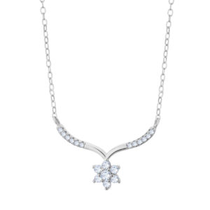Naszyjnik srebrny – kwiat z cyrkoniami