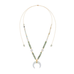 Naszyjnik z amazonitami i księżycem z opalu