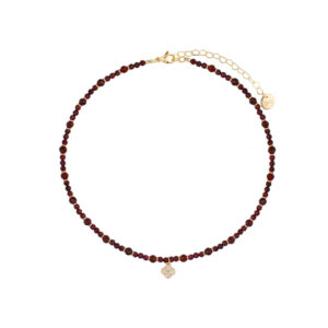 Naszyjnik z mosiądzu i granatów fasetowanych