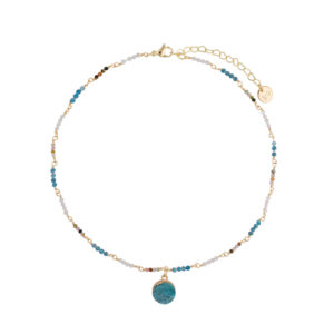 Naszyjnik z mosiądzu i kamieni naturalnych