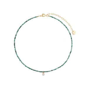 Naszyjnik z mosiądzu i szmaragdów