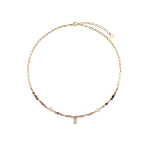 Naszyjnik z mosiądzu i turmalinów fasetowanych