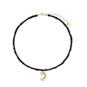 Naszyjnik z mosiądzu i turmalinów z księżycem