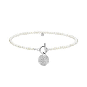 Naszyjnik z perłami i blaszką ze stali szlachetnej