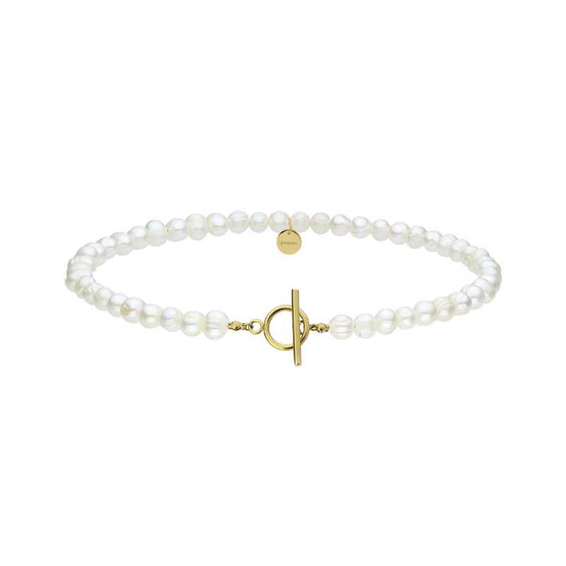 Naszyjnik z perłami ze stali szlachetnej Naszyjnik z perłami ze stali szlachetnej