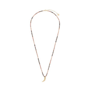 Naszyjnik z rodochrozytami i zawieszką z kłem