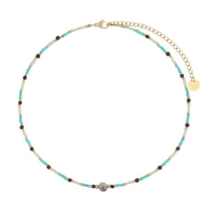 Naszyjnik z turkusami i obsydianami