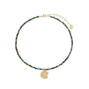 Naszyjnik z turkusami i zawieszką z mosiądzu