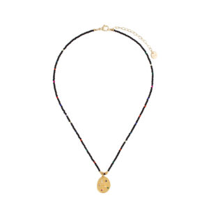 Naszyjnik ze szklanymi kryształkami i mosiądzem