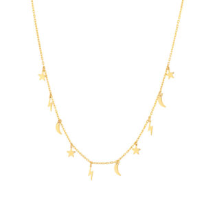 Naszyjnik złoty gwiazdy i księżyce